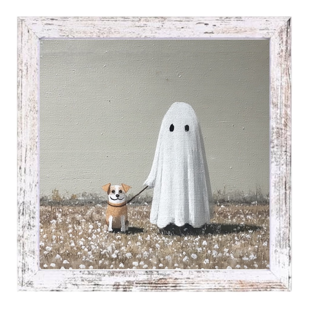 Ghost Walking Dog Halloween Wall Art